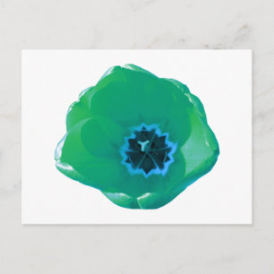 Briefkaart met groene en blauwe tulpen