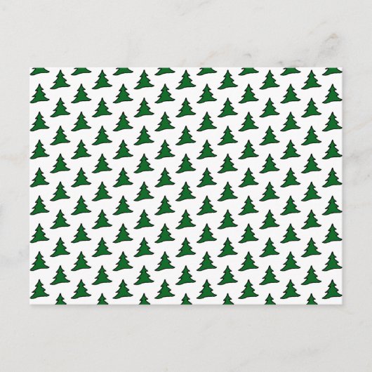  Briefkaart met groene kerstbomen (Voorkant)