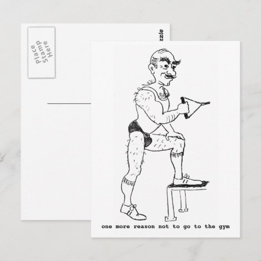 briefkaart met handgetekende karikatuur (Voorkant / Achterkant)