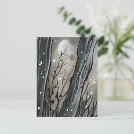 Briefkaart met haunted Forest Moon Halloween (Staand voorkant)