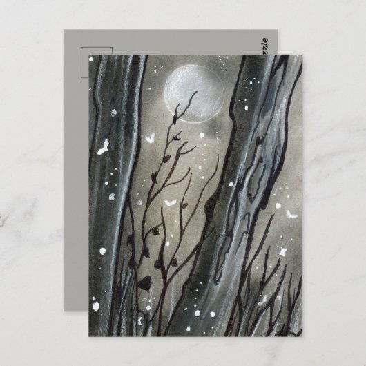 Briefkaart met haunted Forest Moon Halloween (Voorkant / Achterkant)