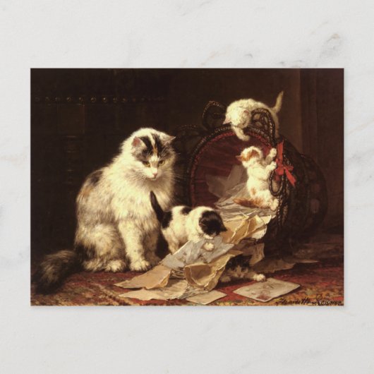 Briefkaart met Henriette Ronner-Knip schilderen (Voorkant)