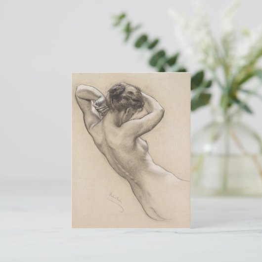 Briefkaart met Herbert James Draper schilderen (Staand voorkant)