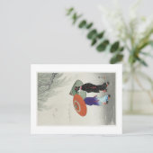 Briefkaart met het ontwerp van Ohara Koson (Staand voorkant)