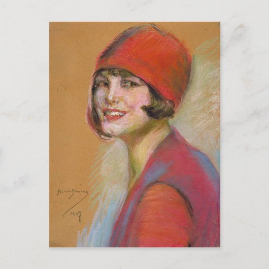Briefkaart met het schilderen van Alice Pike Barne (Voorkant)