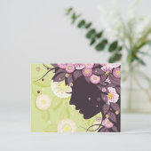 Briefkaart met het silhouet en de bloemen van het (Staand voorkant)