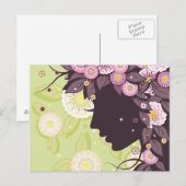 Briefkaart met het silhouet en de bloemen van het (Voorkant / Achterkant)