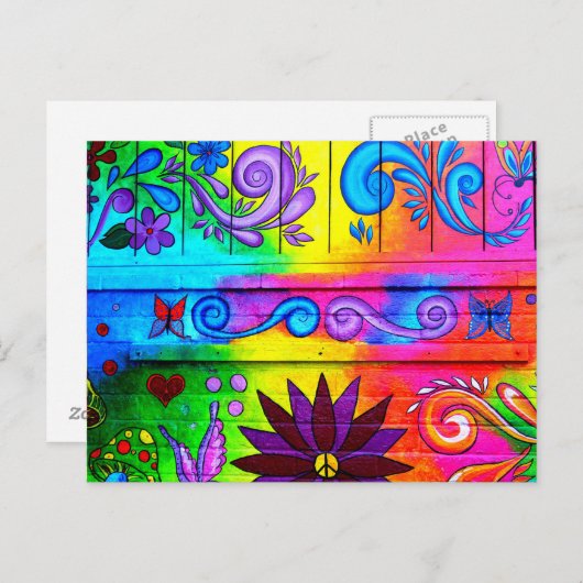 briefkaart met hippiestijl 70 (Voorkant / Achterkant)