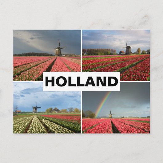Briefkaart met Holland in voorjaarsmolenkollage (Voorkant)