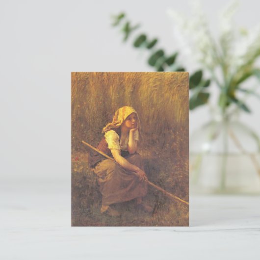 Briefkaart met Jules Breton Schilderen (Staand voorkant)