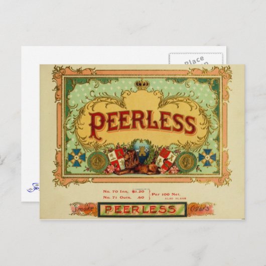  Briefkaart met kaarabel - "Peerless" (Voorkant / Achterkant)