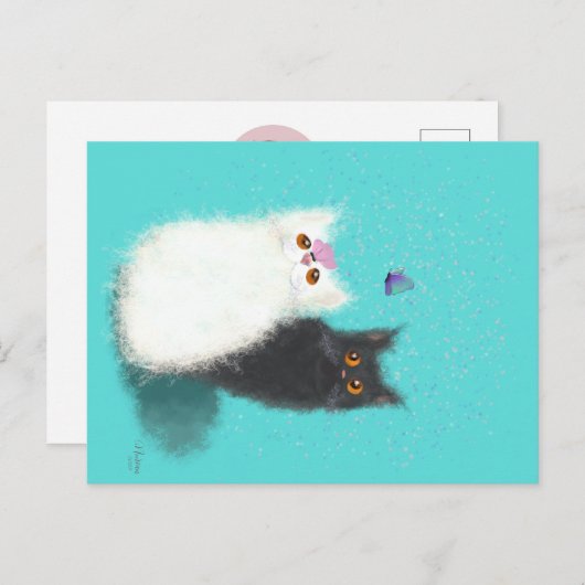 Briefkaart met katten (Voorkant / Achterkant)