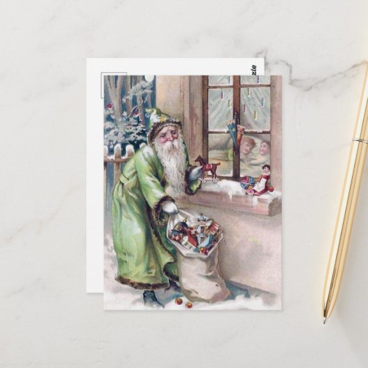 briefkaart met kerst-kerstfeestdag (Voorkant / Achterkant in situ)