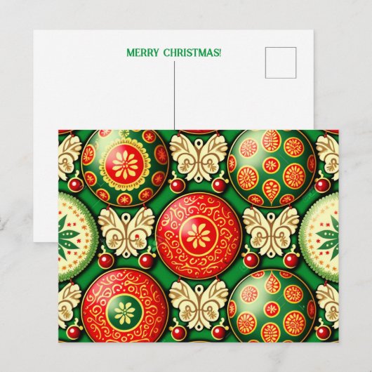 Briefkaart met kerst ornament illustratie (Voorkant / Achterkant)