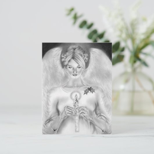 Briefkaart met kerstangel (Staand voorkant)