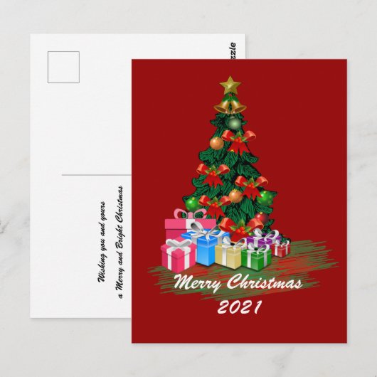 Briefkaart met kerstbomen (Voorkant / Achterkant)