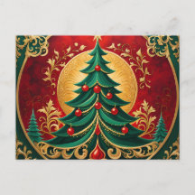 Briefkaart met kerstbomen