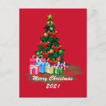 Briefkaart met kerstbomen