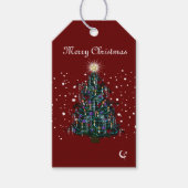 Briefkaart met kerstbomen cadeaulabel (Voorkant)