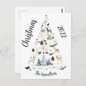 Briefkaart met kerstbomen voor bosdieren (Voorkant / Achterkant)