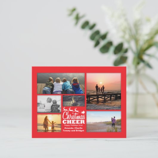 Briefkaart met kerstcadeau Red Holiday (Staand voorkant)