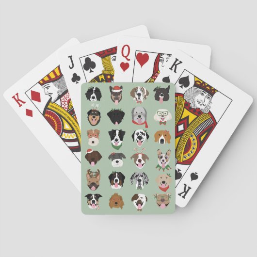 Briefkaart met kerstcadeaupatroon pokerkaarten (Achterkant)