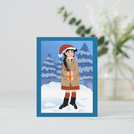 Briefkaart met kerstcadeaus (Staand voorkant)