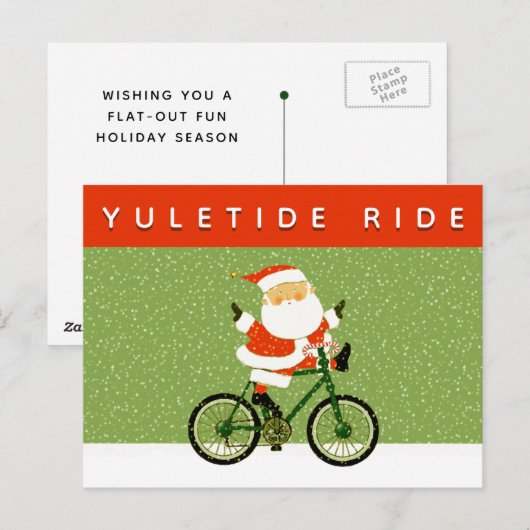 Briefkaart met kerstfeestdag fietsen (Voorkant / Achterkant)