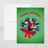 Briefkaart met kerstfeestdag in Wreath Bow (Voorkant / Achterkant)