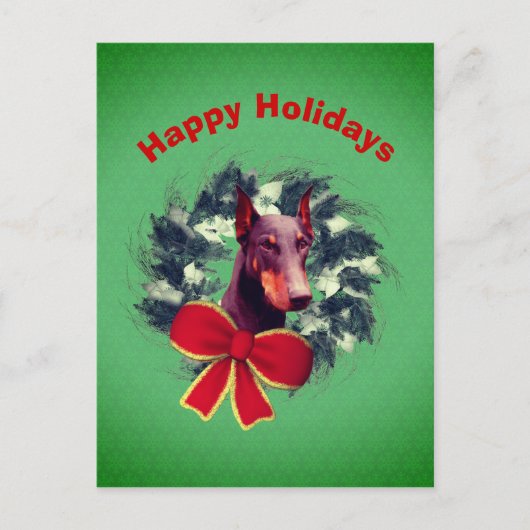 Briefkaart met kerstfeestdag in Wreath Bow (Voorkant)