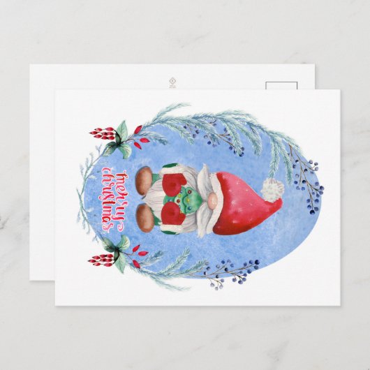 Briefkaart met kerstgrint (Voorkant / Achterkant)