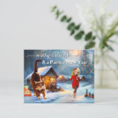 Briefkaart met kerstmis in Cute Winter Cat (Staand voorkant)