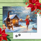 Briefkaart met kerstmis in Cute Winter Cat