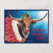 Briefkaart met Kerstmis Longhorn-Koe (Voorkant)