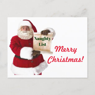 Briefkaart met kerstmis op de lijst Naughty