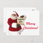 Briefkaart met kerstmis op de lijst Naughty (Voorkant / Achterkant)