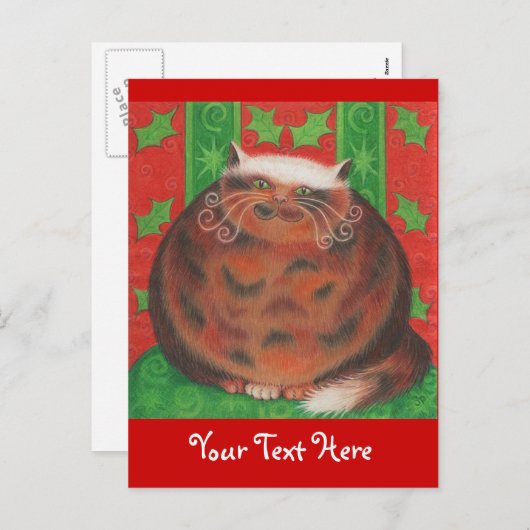 Briefkaart met kerstmis Pud "Jouw tekst" (Voorkant / Achterkant)