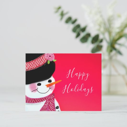 Briefkaart met Kerstmis Snowman (Staand voorkant)