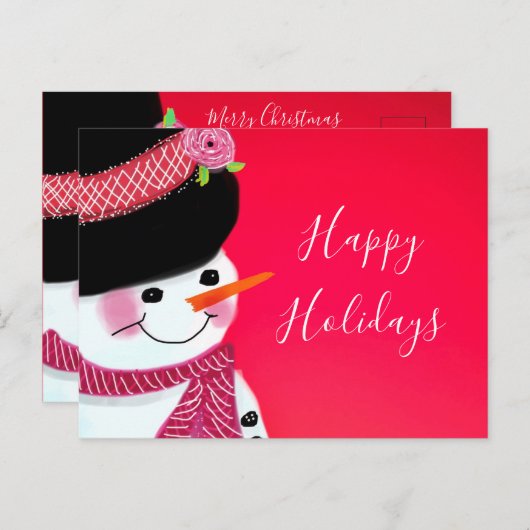 Briefkaart met Kerstmis Snowman (Voorkant / Achterkant)