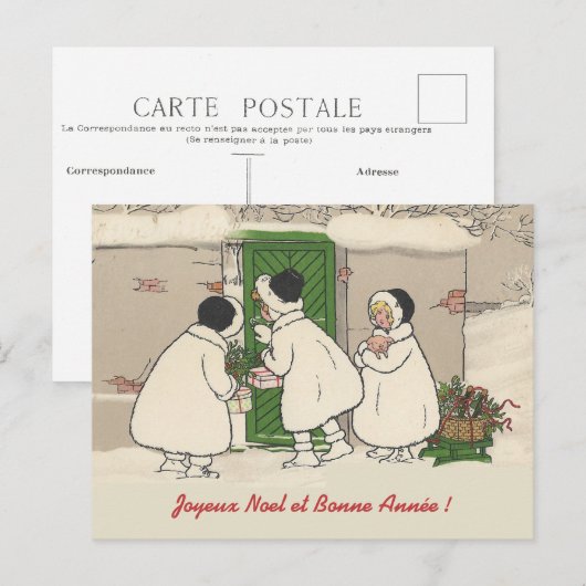 Briefkaart met kerstmis voor Franse cadeautjes (Voorkant / Achterkant)