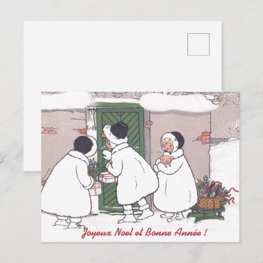  Briefkaart met kerstmis voor Franse cadeautjes (Voorkant / Achterkant)
