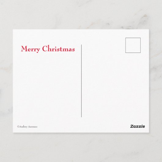 Briefkaart met kerstrode vrachtwagen (Achterkant)