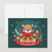 Briefkaart met kerstTeddy (Voorkant / Achterkant)