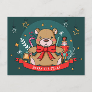 Briefkaart met kerstTeddy