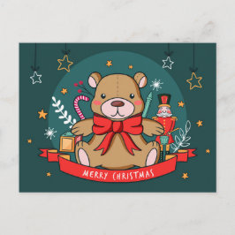 Briefkaart met kerstTeddy