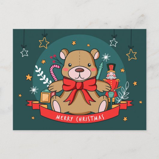 Briefkaart met kerstTeddy (Voorkant)