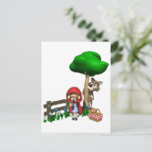 Briefkaart met kleine rode rondzwerfhout (Staand voorkant)
