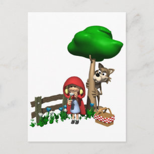 Briefkaart met kleine rode rondzwerfhout