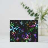 Briefkaart met kleurrijk sneeuwvlokpatroon (Staand voorkant)