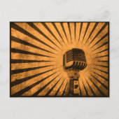 Briefkaart met Koele Vintage Microfoon (Voorkant)